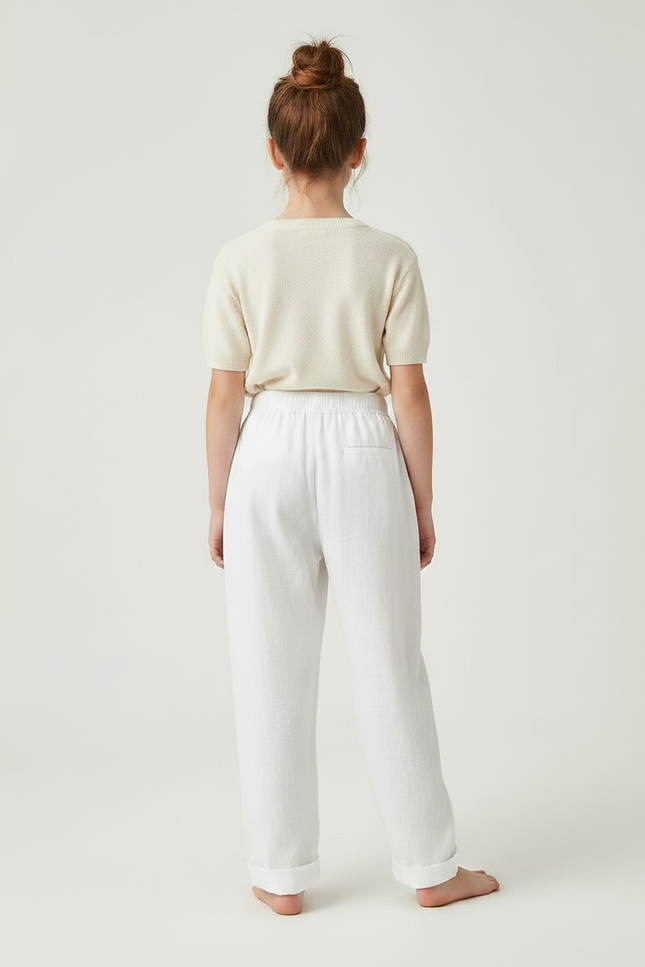 Pantalon Chinois Blanc Ample Lin Fluide Enfant - vue 2
