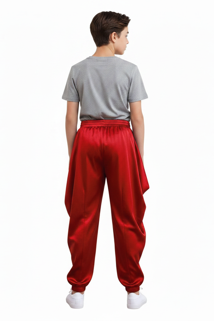 Pantalon Chinois Rouge Satiné Ample Harem Garçon - vue 2