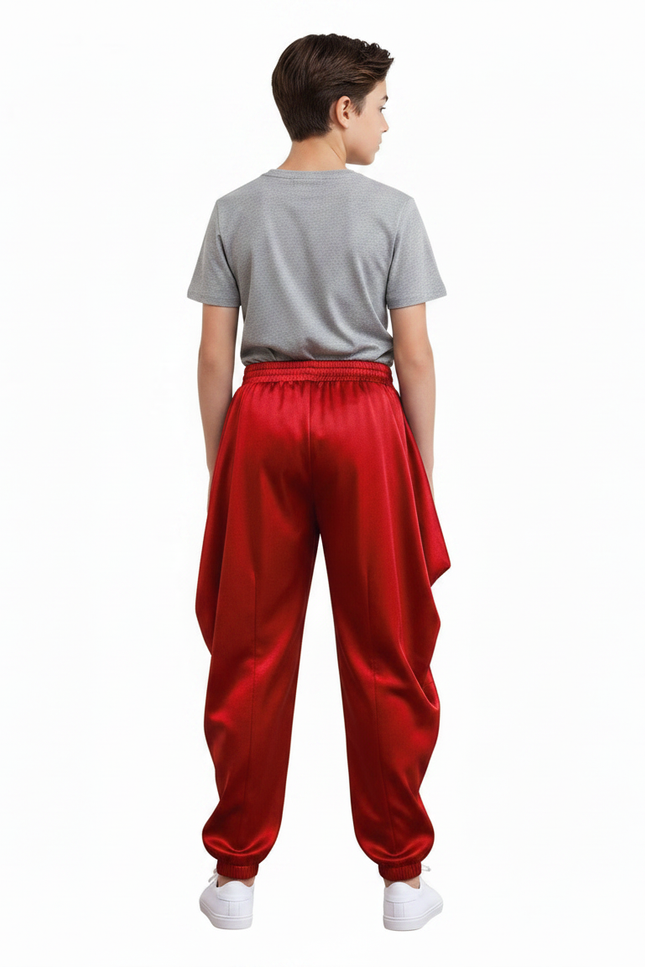 Pantalon Chinois Rouge Satiné Ample Harem Garçon - vue 2