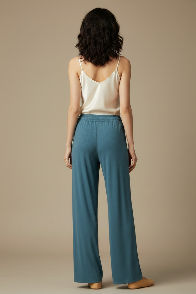 Pantalon Chinois Bleu Fluide Ample Élégant Femme - Viscose - vue 2