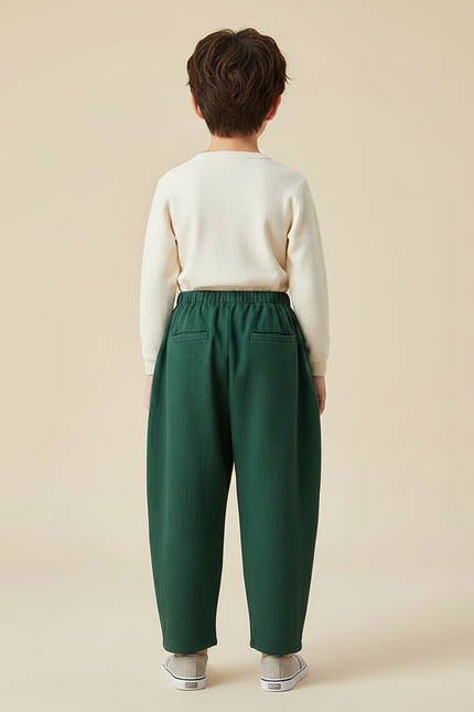 Pantalon Chinois Vert Ample Coton Enfant - vue 2