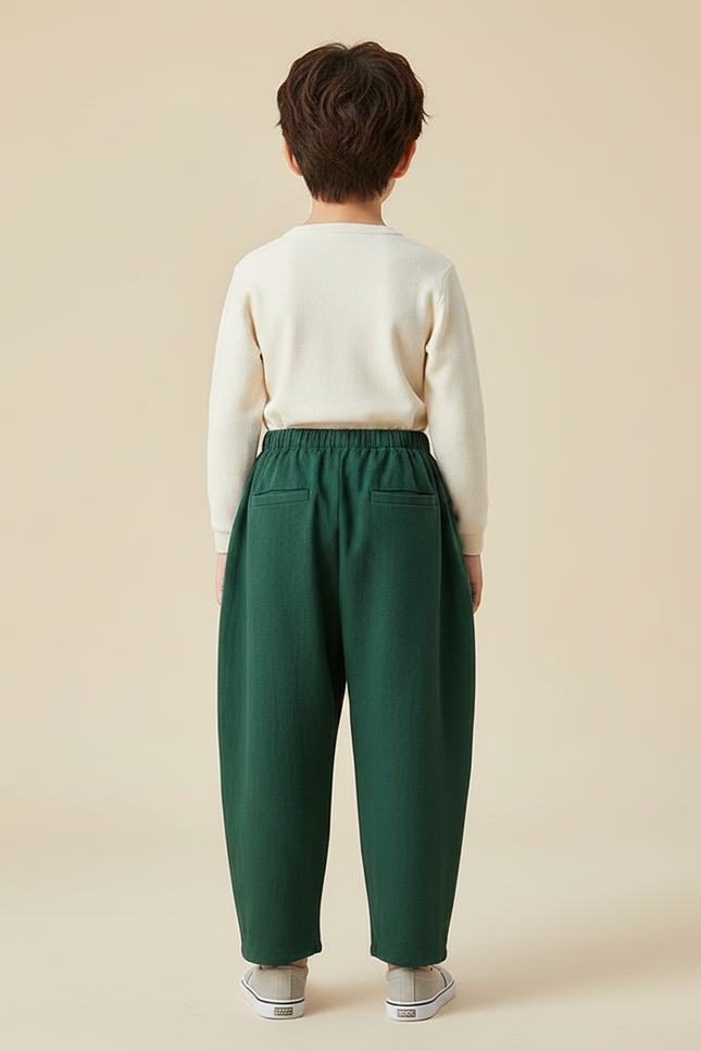 Pantalon Chinois Vert Ample Coton Enfant - vue 2