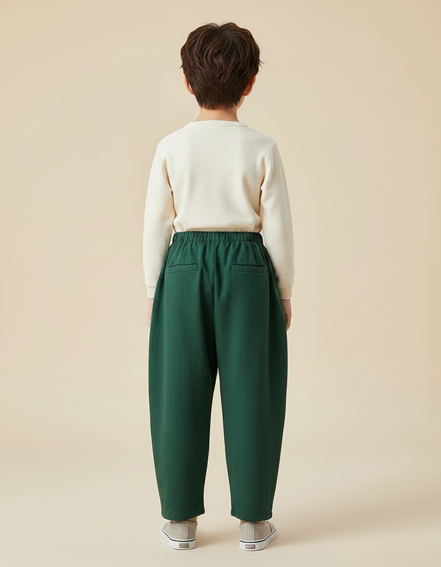 Pantalon Chinois Vert Ample Coton Enfant - vue 2