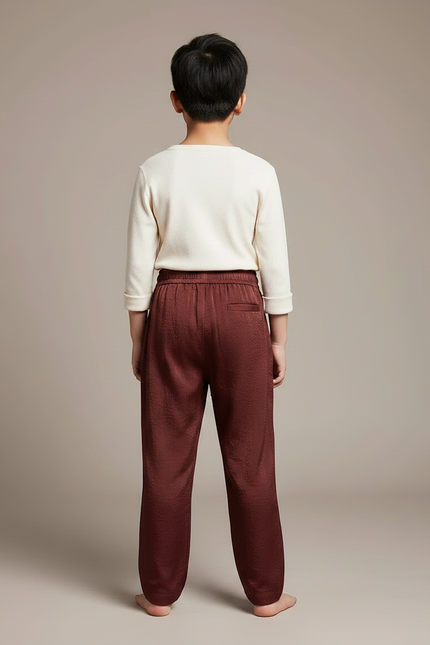 Pantalon Chinois Marron Satiné Ample Fluide Enfant - vue 2