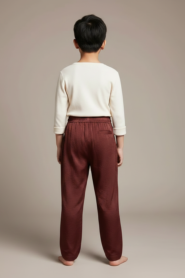 Pantalon Chinois Marron Satiné Ample Fluide Enfant - vue 2