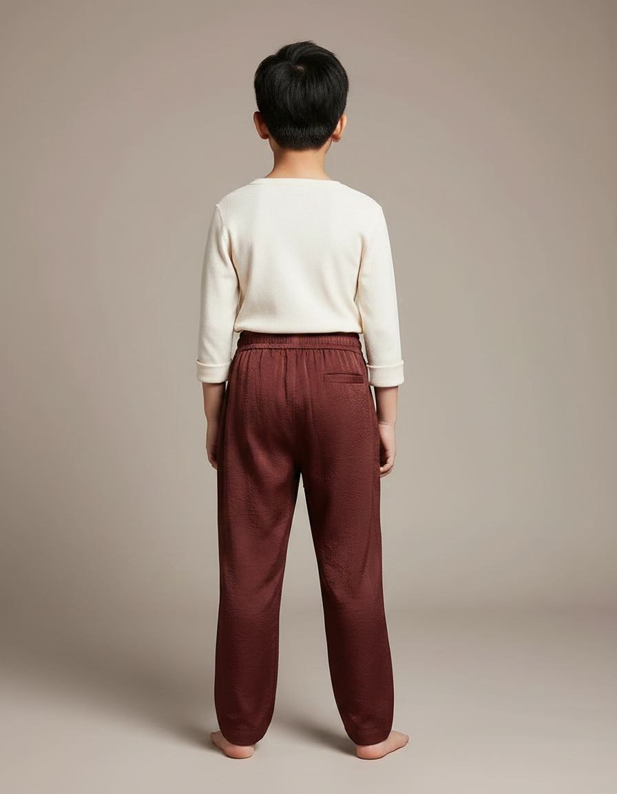 Pantalon Chinois Marron Satiné Ample Fluide Enfant - vue 2