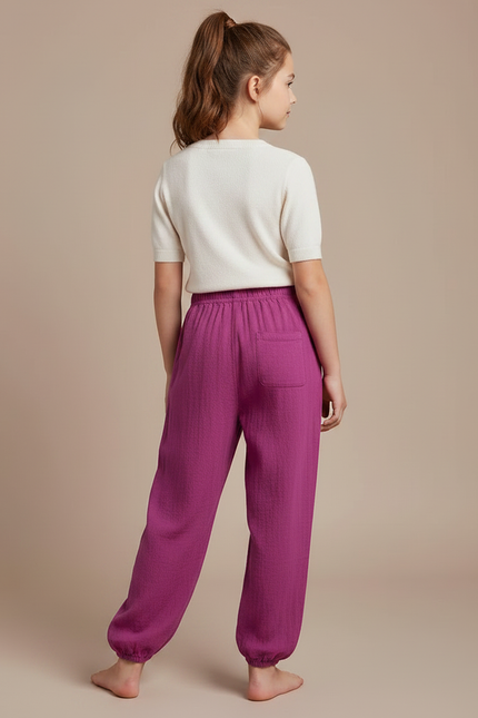 Pantalon Chinois Violet Ample Coton Enfant Respirant - vue 2