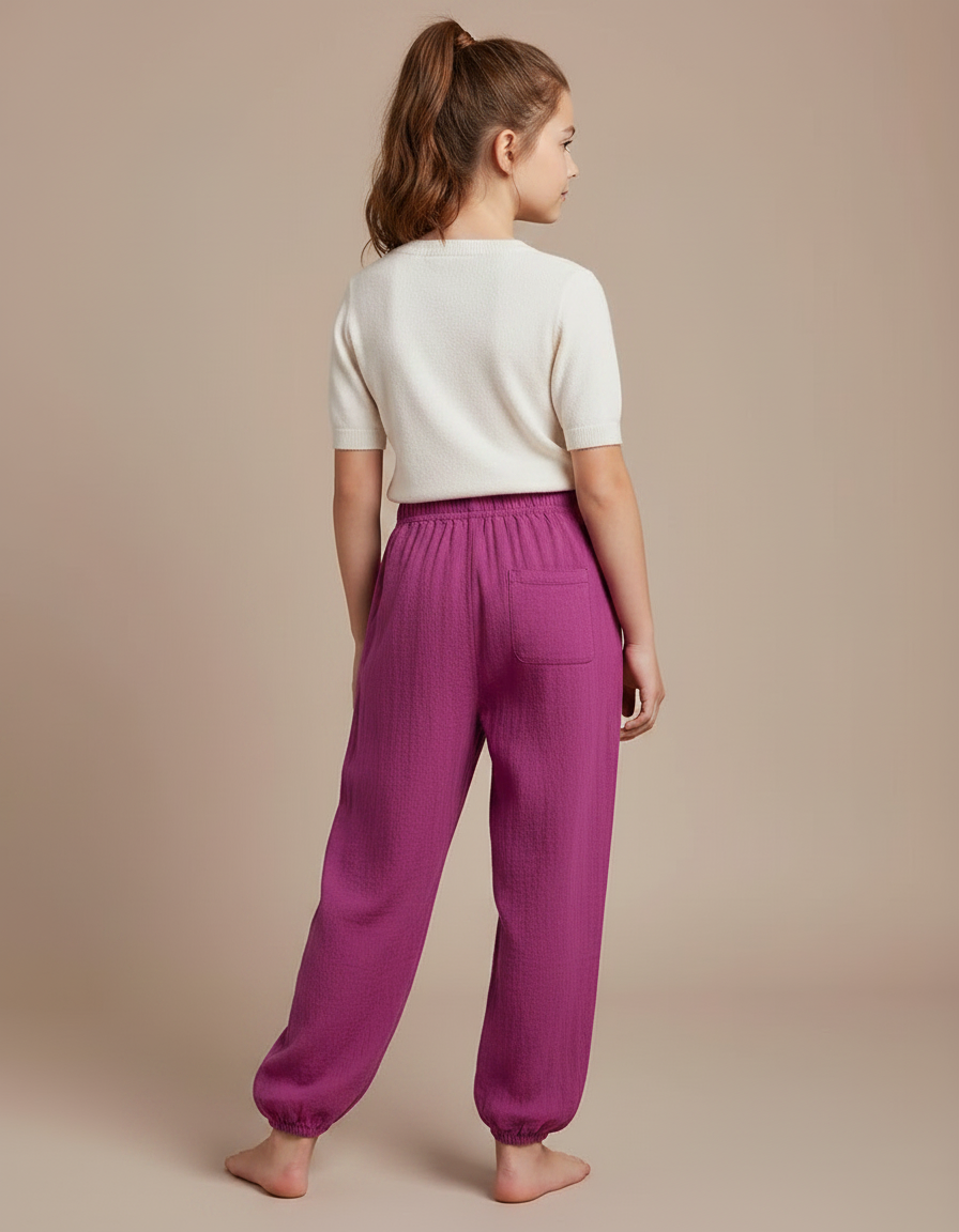 Pantalon Chinois Violet Ample Coton Enfant Respirant - vue 2