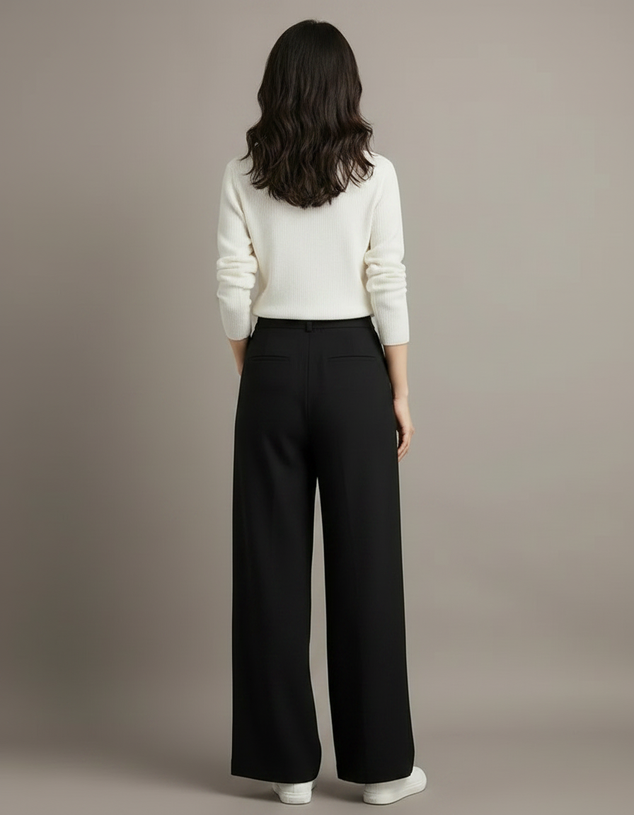 Pantalon Chinois Femme Noir Ample Coton - Polyester - vue 2