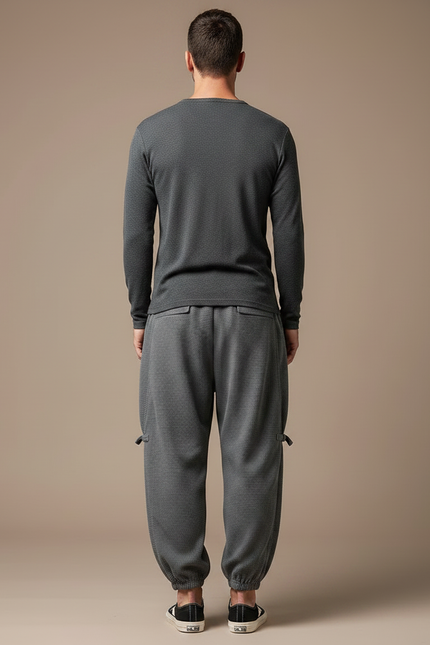 Pantalon Chinois Cargo Gris Ample Décontracté Homme - Maille - vue 2