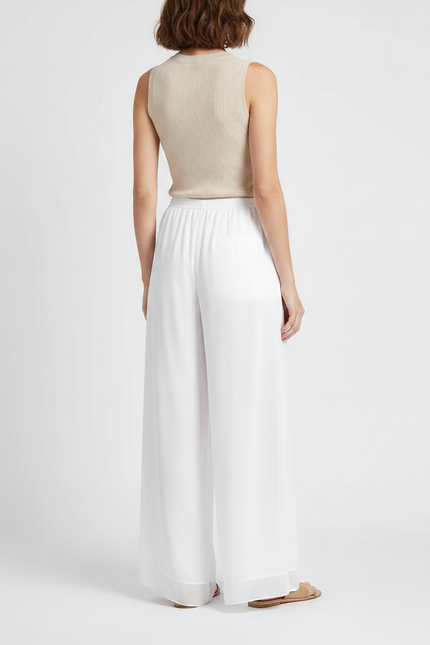 Pantalon Chinois Blanc Fluide Ample Gaze Femme - Polyester - vue 2