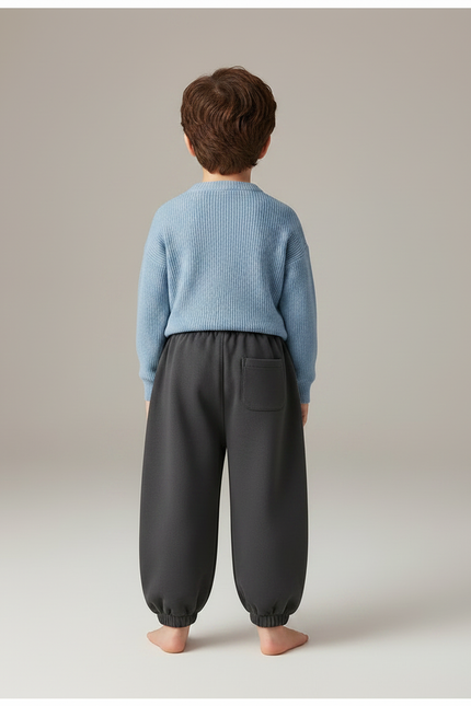 Pantalon Chinois Gris Ample Ourlets Élastiques Ours Enfant - Molleton - vue 2