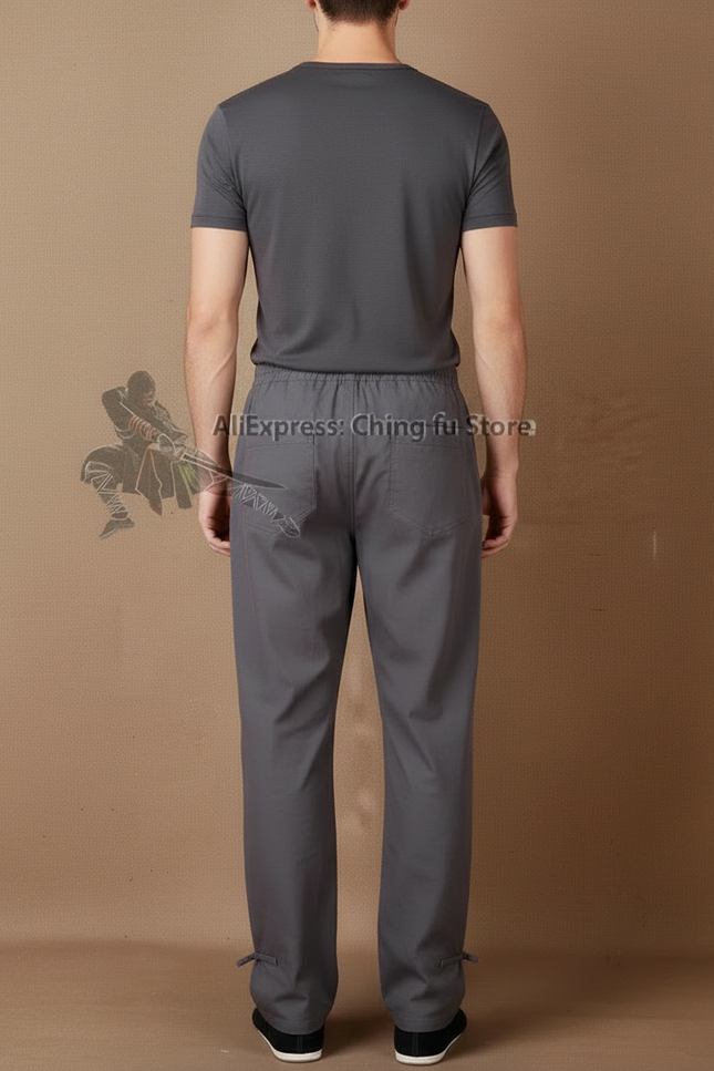 Pantalon Chinois Gris Coton Ample Unisexe Sport - vue 2