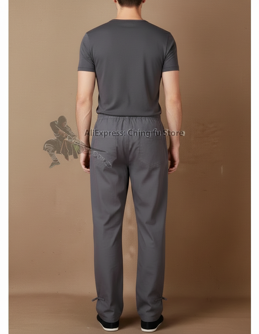 Pantalon Chinois Gris Coton Ample Unisexe Sport - vue 2
