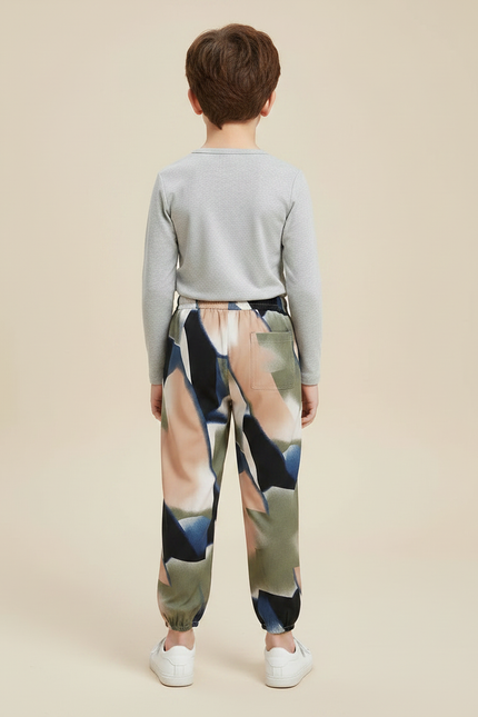 Pantalon Chinois Imprimé Abstrait Fluide Ample Enfant - Multicolore Polyester - vue 2