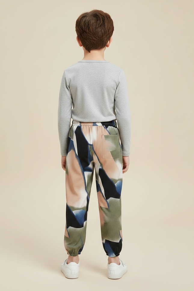 Pantalon Chinois Imprimé Abstrait Fluide Ample Enfant - Multicolore Polyester - vue 2