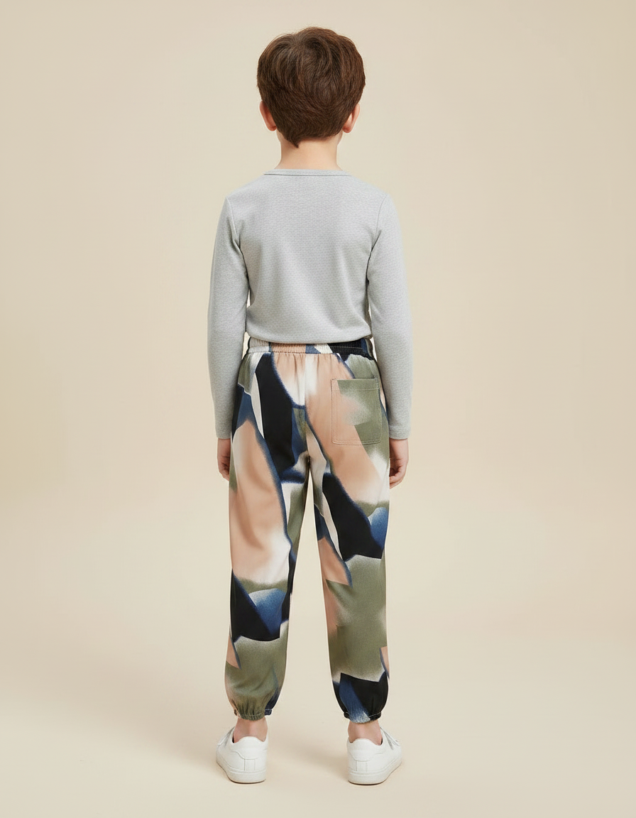 Pantalon Chinois Imprimé Abstrait Fluide Ample Enfant - Multicolore Polyester - vue 2