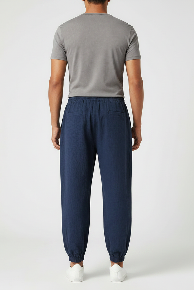 Pantalon Chinois Bleu Marine Brodé Harem Coton Homme - vue 2