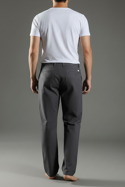 Pantalon Chinois Gris Décontracté Coton Ample Homme - vue 2