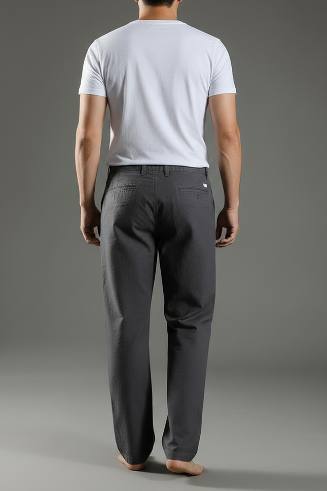 Pantalon Chinois Gris Décontracté Coton Ample Homme - vue 2