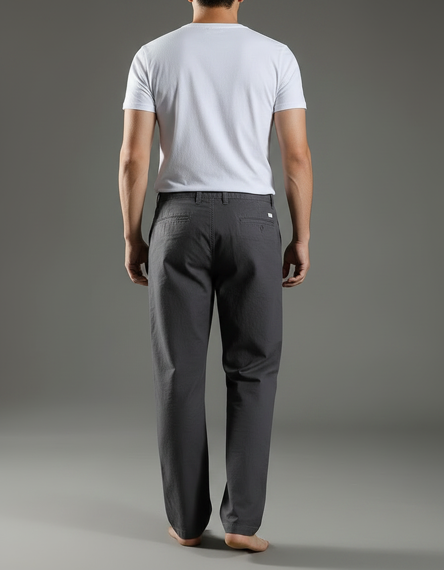 Pantalon Chinois Gris Décontracté Coton Ample Homme - vue 2