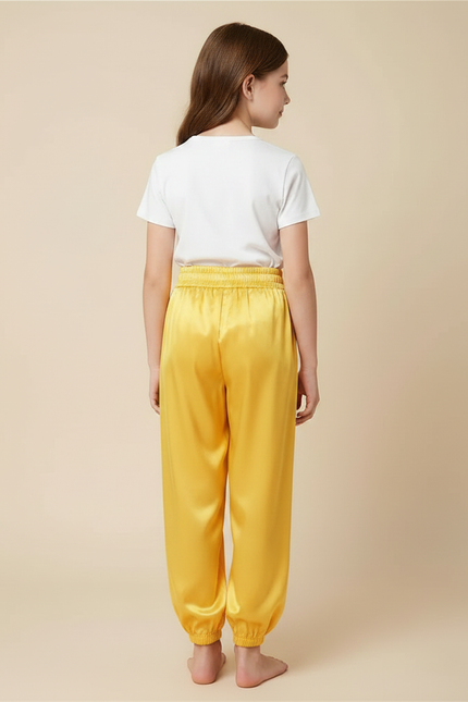 Pantalon Chinois Jaune Satiné Fluide Ample Enfant - vue 2