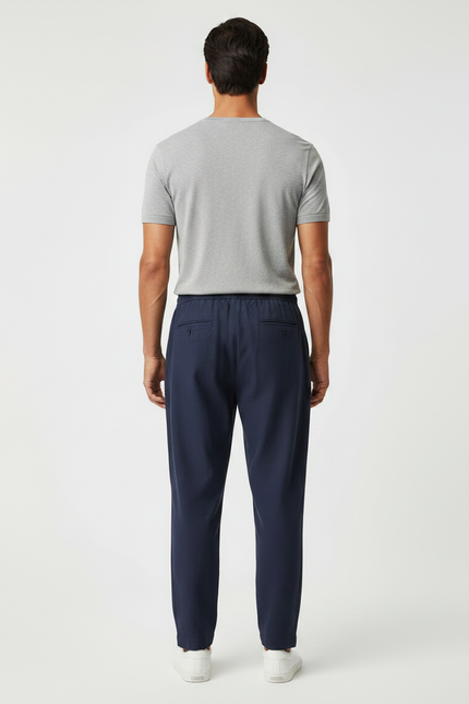Pantalon Chinois Bleu Marine Coton Ample Décontracté Homme - vue 2