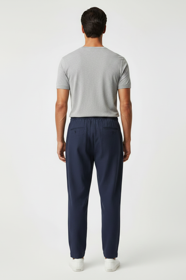 Pantalon Chinois Bleu Marine Coton Ample Décontracté Homme - vue 2