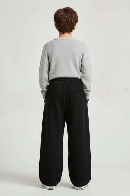 Pantalon Chinois Noir Ample Élastique Confortable Décontracté - Molleton - vue 2