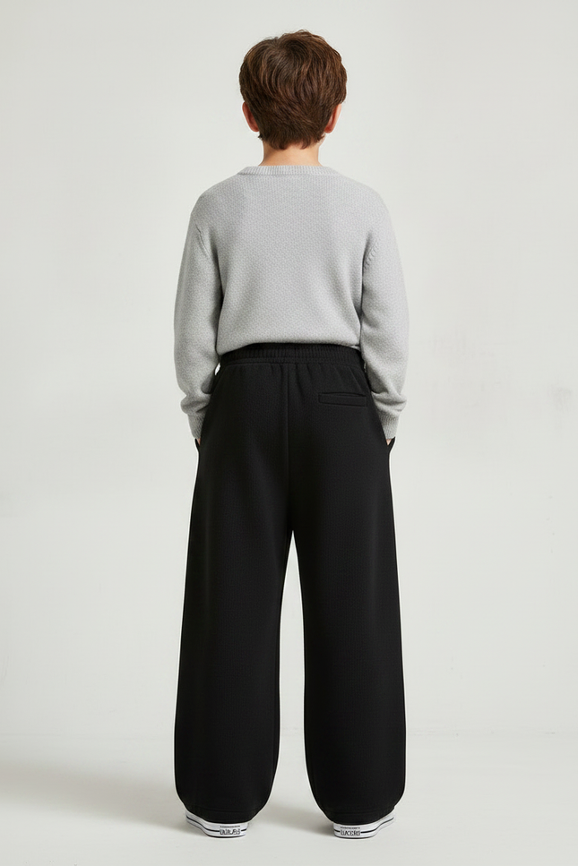 Pantalon Chinois Noir Ample Élastique Confortable Décontracté - Molleton - vue 2