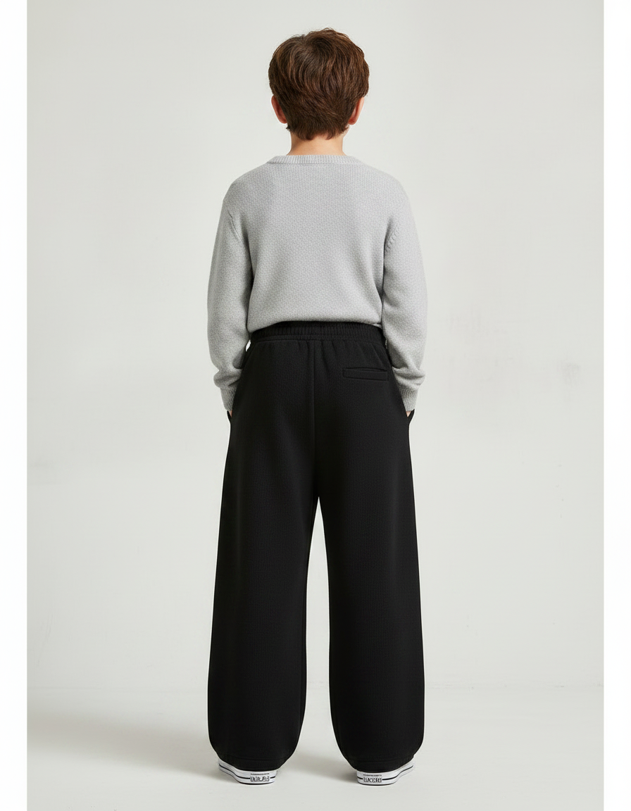 Pantalon Chinois Noir Ample Élastique Confortable Décontracté - Molleton - vue 2
