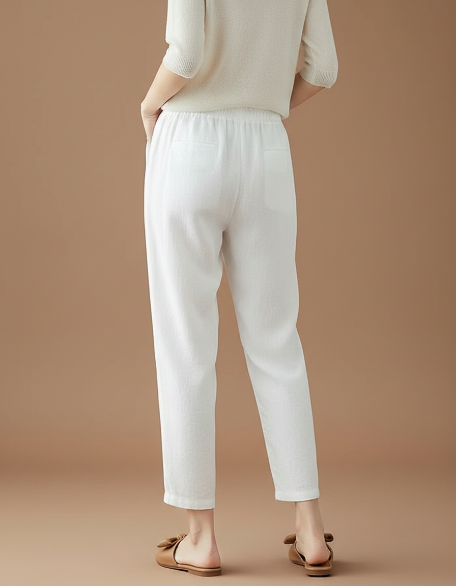 Pantalon Chinois Blanc Ample Lin Coton Léger - vue 2