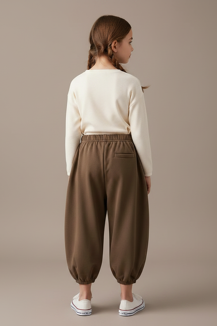 Pantalon Chinois Marron Ample Sport Décontracté Enfant - Molleton - vue 2