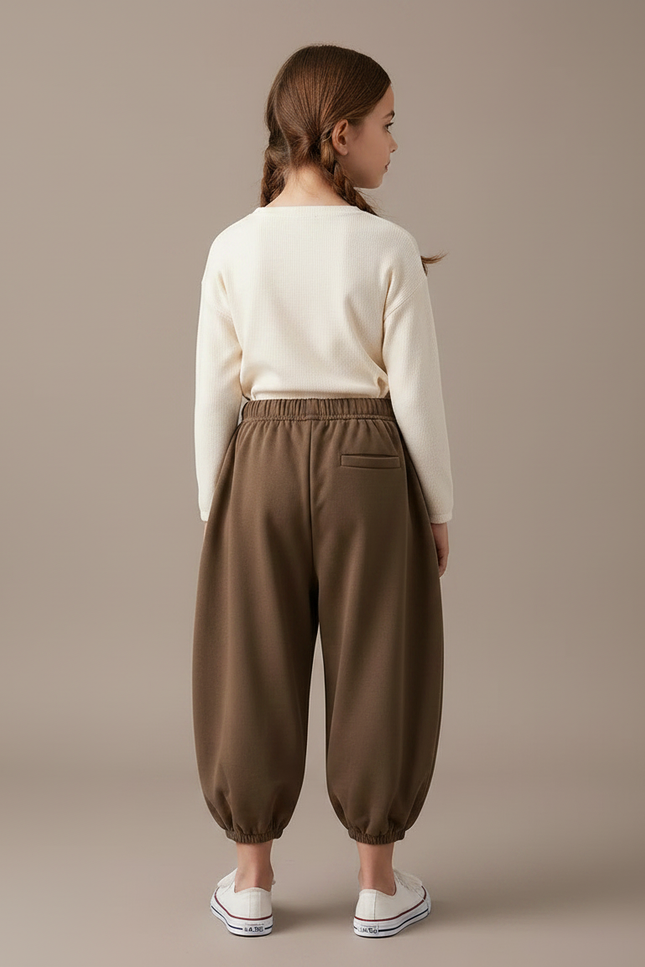 Pantalon Chinois Marron Ample Sport Décontracté Enfant - Molleton - vue 2