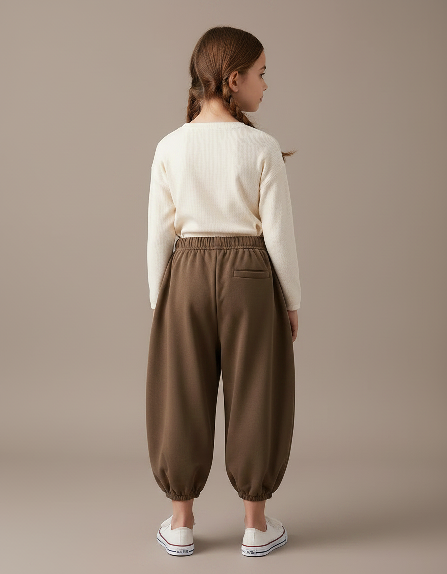Pantalon Chinois Marron Ample Sport Décontracté Enfant - Molleton - vue 2