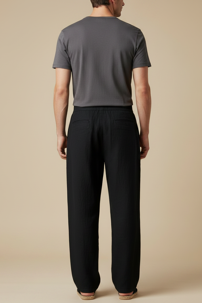 Pantalon Chinois Noir Ample Coton Homme Confortable - vue 2