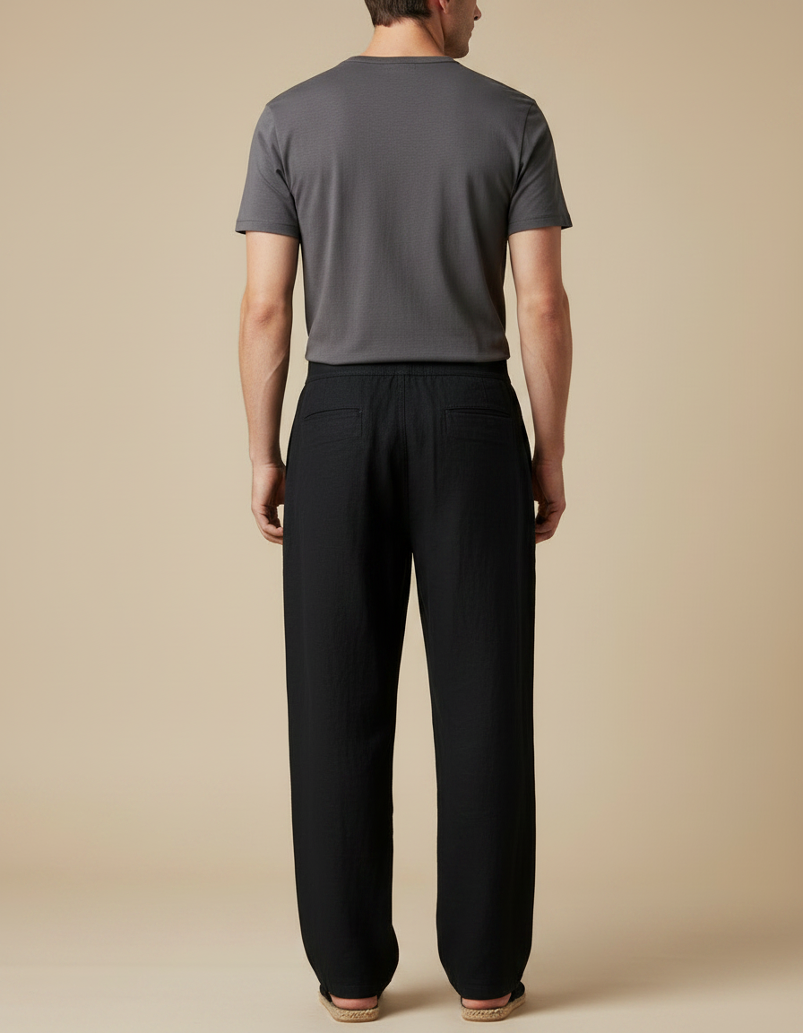 Pantalon Chinois Noir Ample Coton Homme Confortable - vue 2