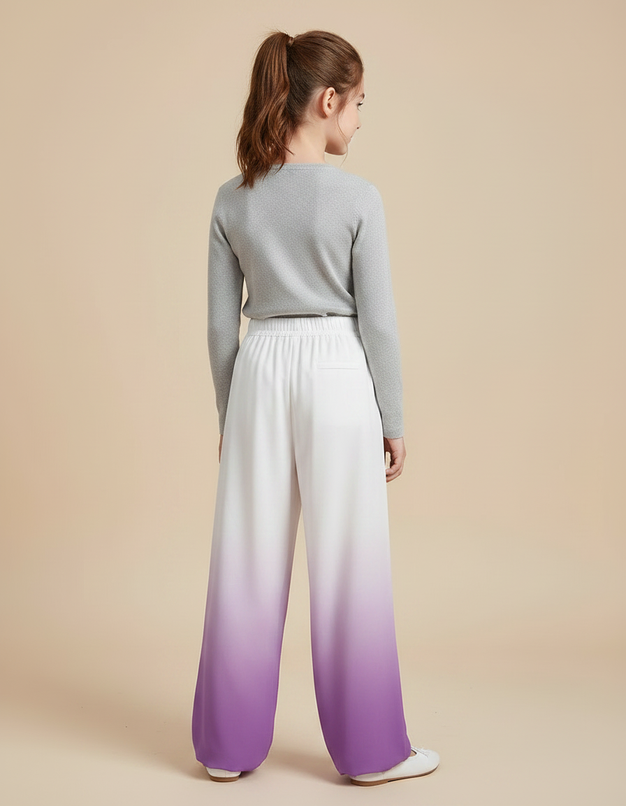 Pantalon Chinois Dégradé Ample Fluide Enfant Violet - Viscose - vue 2
