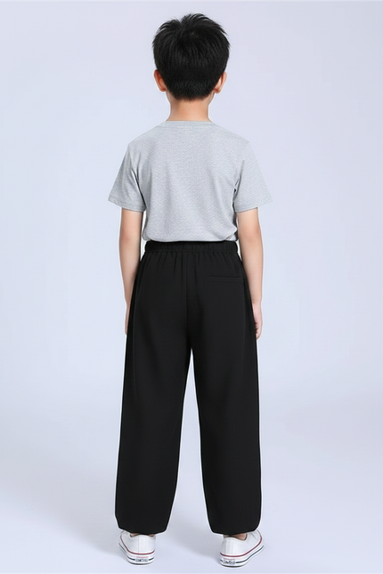 Pantalon Chinois Noir Ample Coton Unisexe Décontracté - vue 2