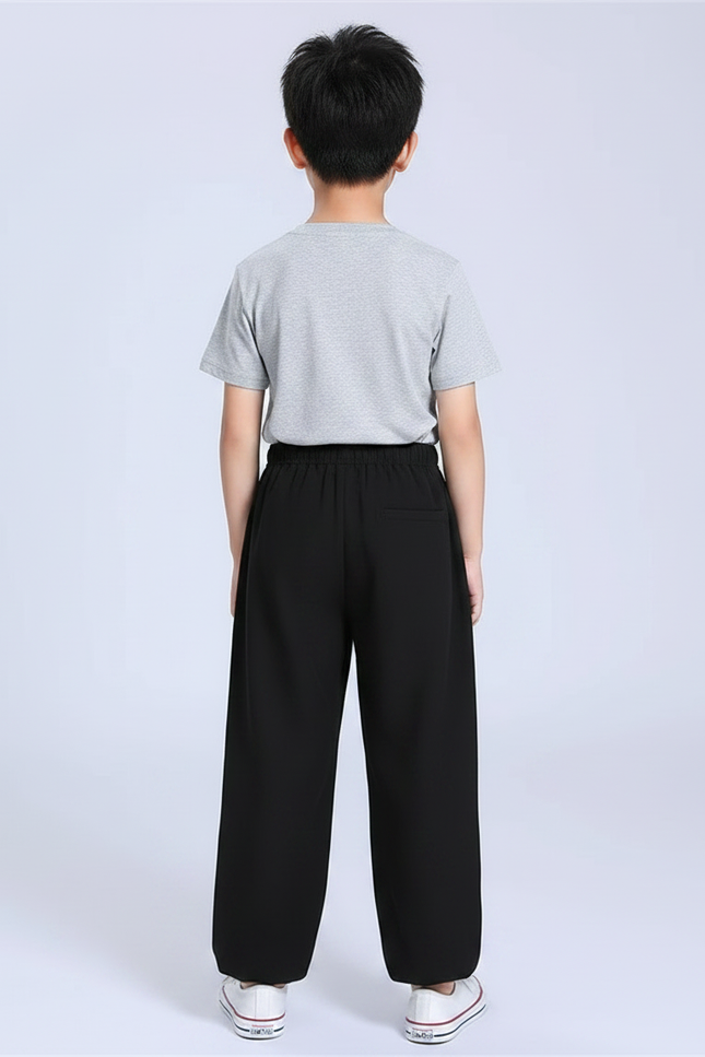 Pantalon Chinois Noir Ample Coton Unisexe Décontracté - vue 2