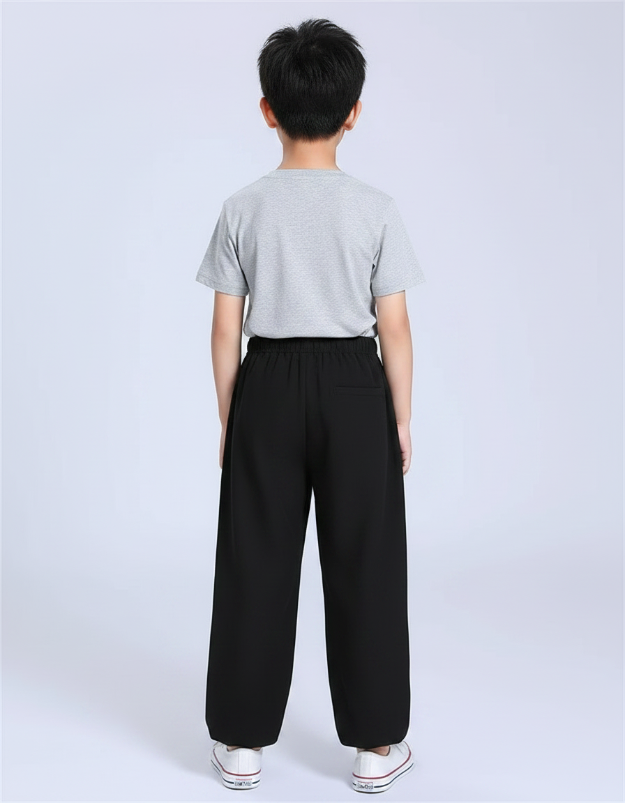 Pantalon Chinois Noir Ample Coton Unisexe Décontracté - vue 2
