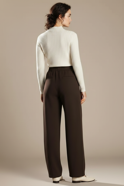 Pantalon Chinois Marron Ample Fluide Confortable Femme - Molleton - vue 2