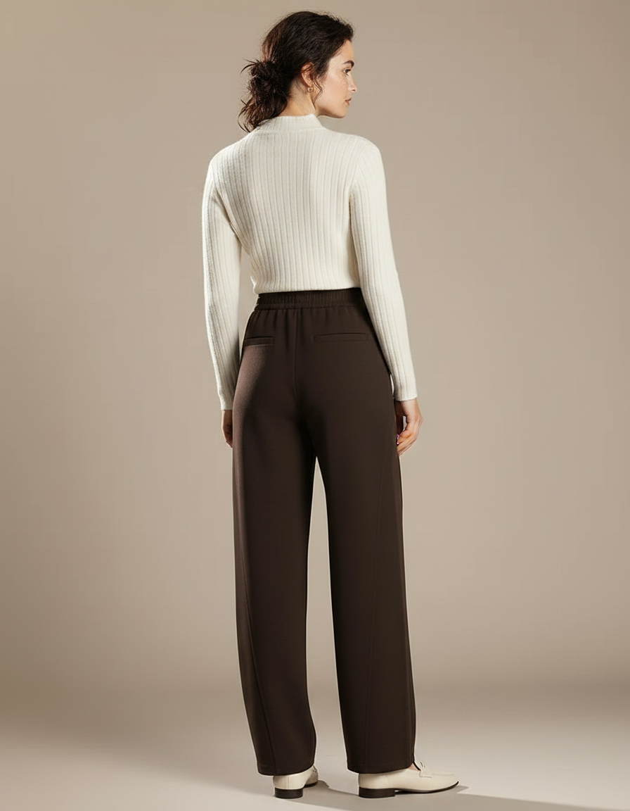 Pantalon Chinois Marron Ample Fluide Confortable Femme - Molleton - vue 2