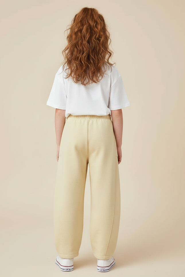 Pantalon Chinois Jaune Ample Décontracté Enfant Coton - Molleton - vue 2