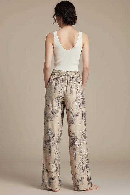 Pantalon Chinois Imprimé Fluide Ample Décontracté Soie - vue 2