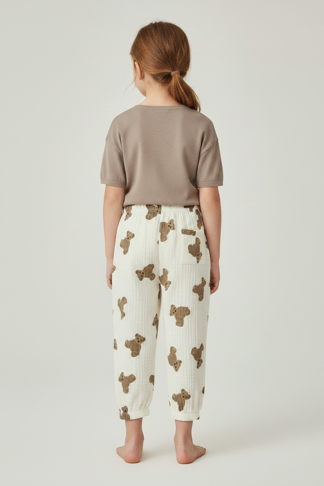Pantalon Chinois Blanc Coton Ample Ours Enfant - vue 2
