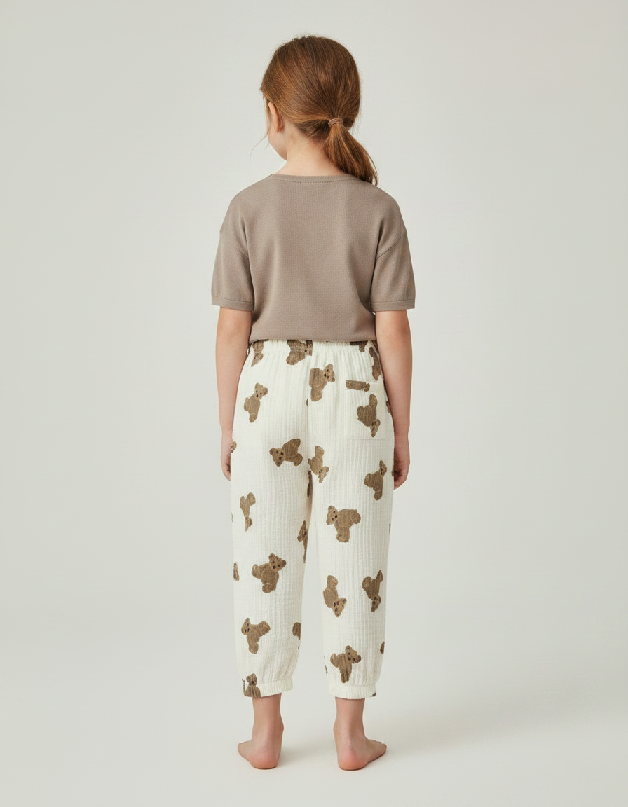 Pantalon Chinois Blanc Coton Ample Ours Enfant - vue 2