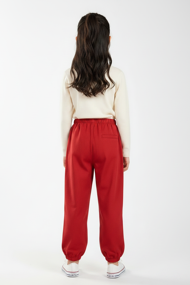 Pantalon Chinois Rouge Ample Sport Enfant Traditionnel - Molleton - vue 2