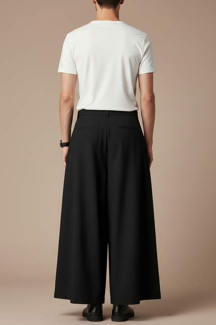 Pantalon Chinois Noir Ample Plissé Homme - Gabardine - vue 2
