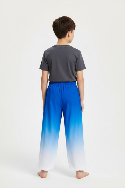 Pantalon Chinois Dégradé Bleu Blanc Ample Enfant Doré - Multicolore Polyester - vue 2
